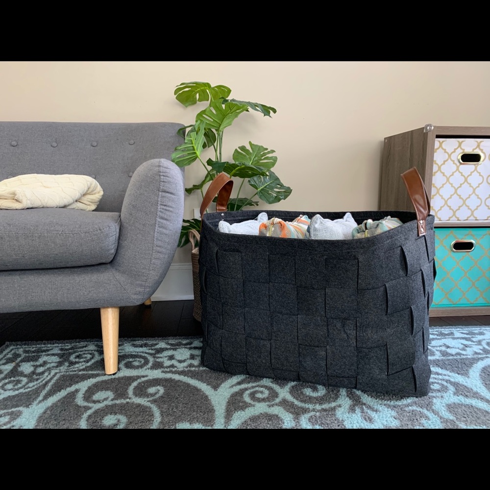 Large Decorative Felt Storage Organizer Dark Gray